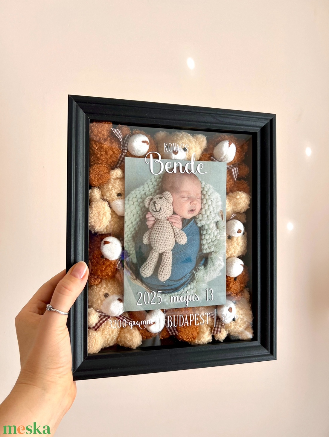 Egyedi Babaköszöntő Képkeret  Személyes Adatokkal - játék & sport - babalátogató ajándékcsomag - Meska.hu