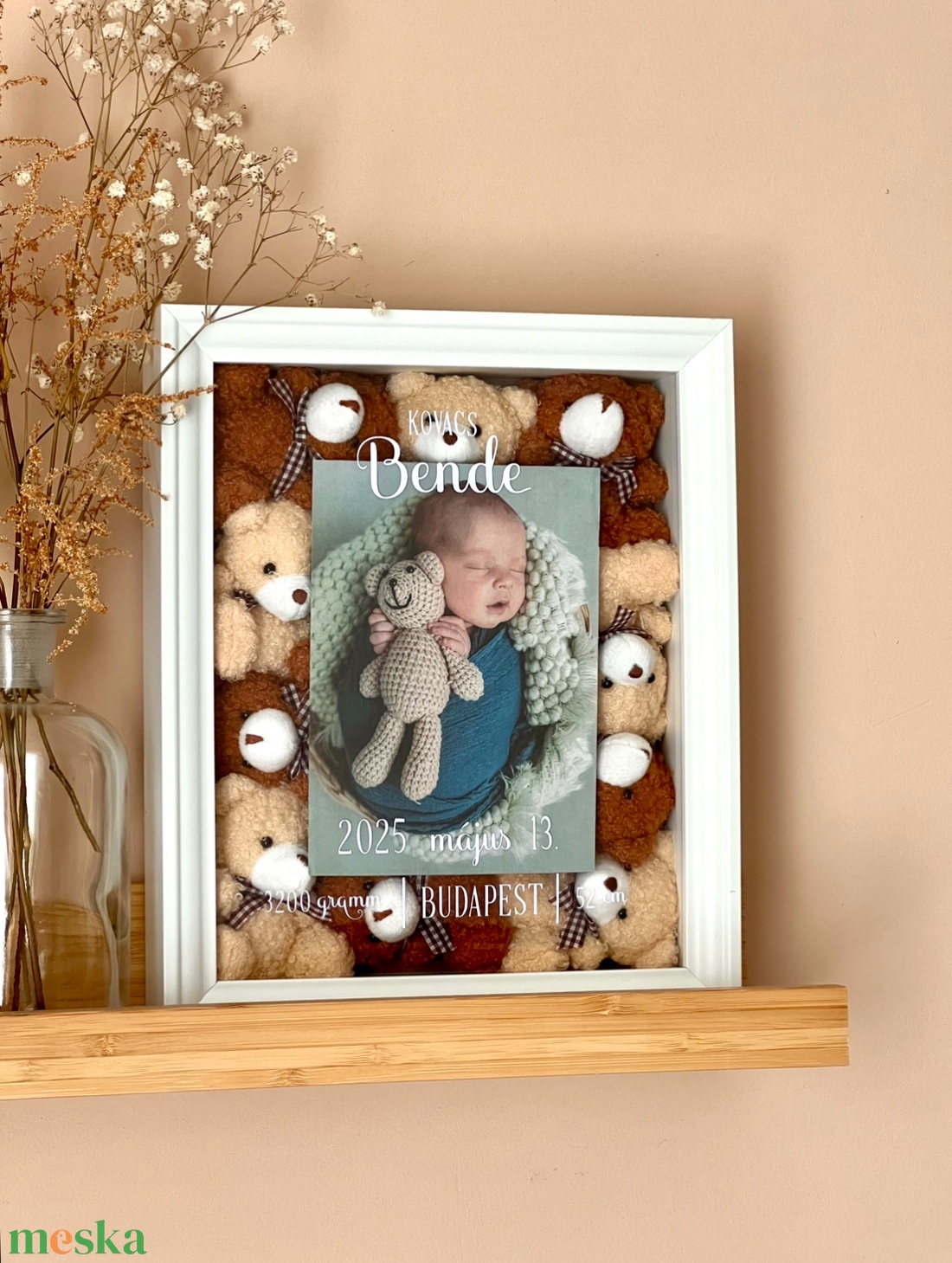 Egyedi Babaköszöntő Képkeret  Személyes Adatokkal - játék & sport - babalátogató ajándékcsomag - Meska.hu