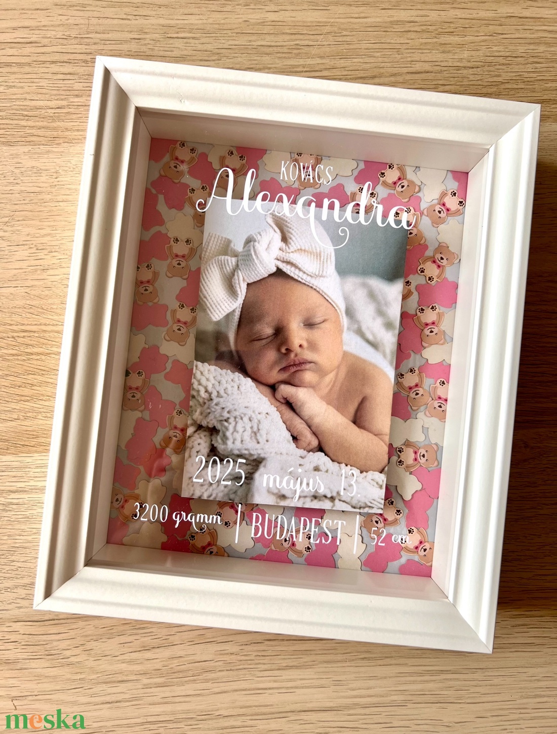 Egyedi Babaköszöntő Képkeret  Személyes Adatokkal - játék & sport - babalátogató ajándékcsomag - Meska.hu
