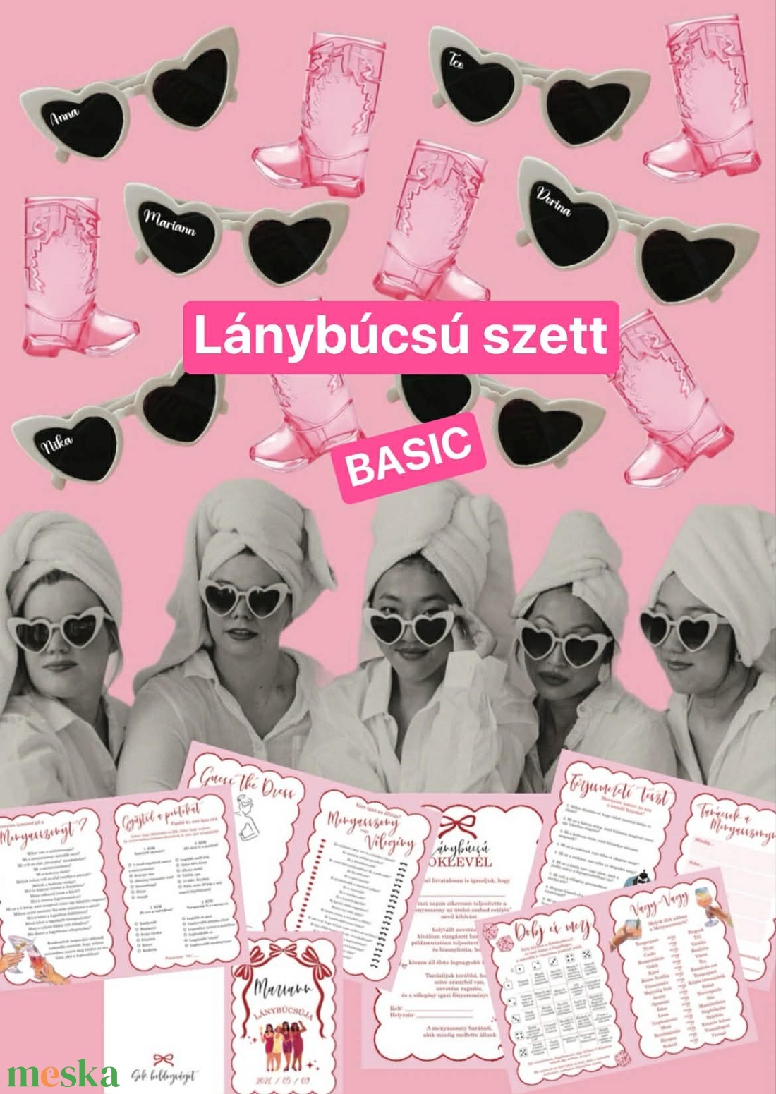 BASIC Lánybúcsú szett � személyre szabott Hen Party csomag: játékok és kiegészítők - esküvő - lánybúcsú - Meska.hu