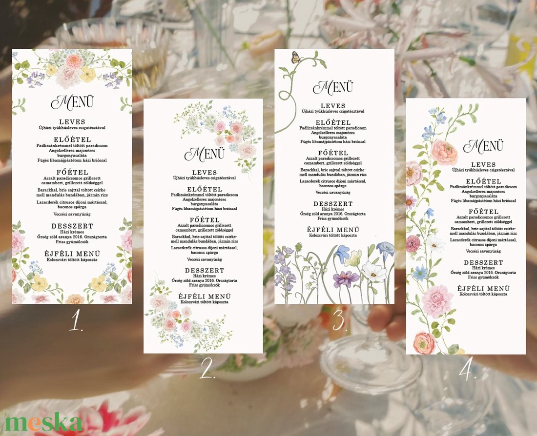 Significant Floral Garden Collection - Esküvői Menü (100�210 mm) Papír/Digitális - művészet - grafika & illusztráció - művészi nyomat - Meska.hu