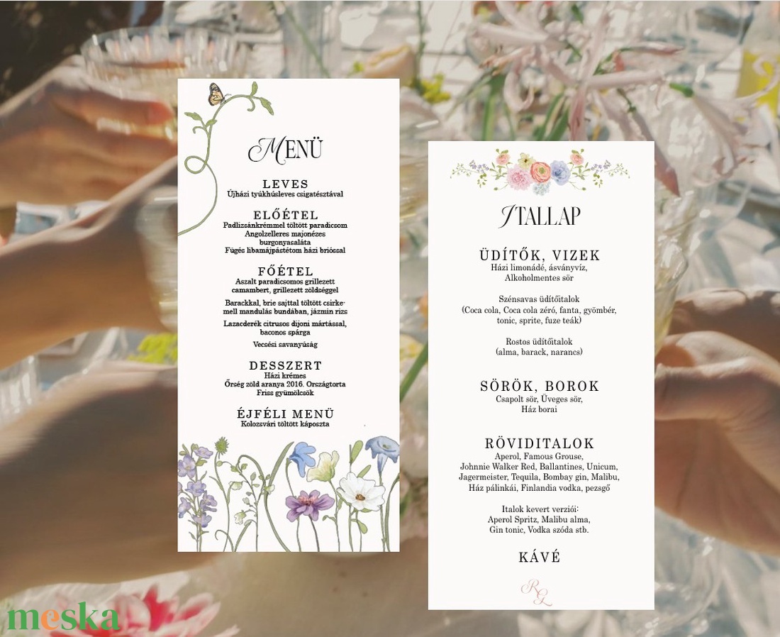 Significant Floral Garden Collection - Esküvői Menü (100�210 mm) Papír/Digitális - művészet - grafika & illusztráció - művészi nyomat - Meska.hu