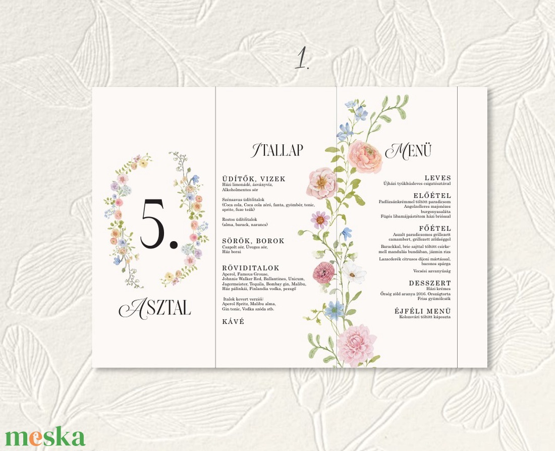 Significant Floral Garden Collection - Esküvői Menü (A4) Papír/Digitális - művészet - grafika & illusztráció - művészi nyomat - Meska.hu
