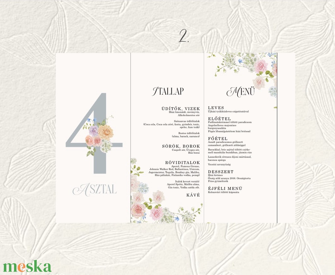 Significant Floral Garden Collection - Esküvői Menü (A4) Papír/Digitális - művészet - grafika & illusztráció - művészi nyomat - Meska.hu
