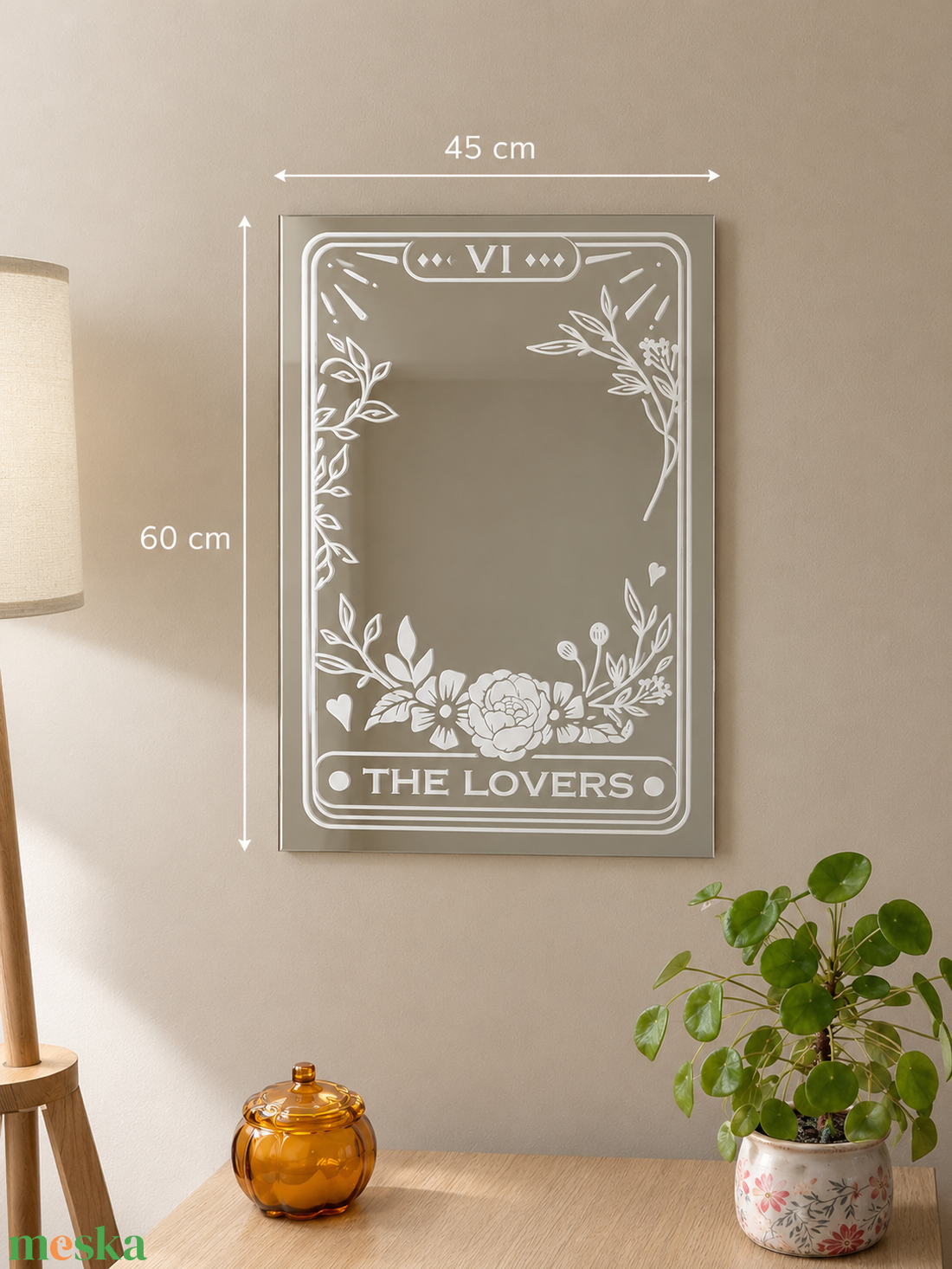 THE LOVERS � Virágmintás, egyedi tarot ihletésű tükör romantikus lakásdekoráció, különleges ajándék - esküvő - dekoráció - esküvői tükör matrica - Meska.hu