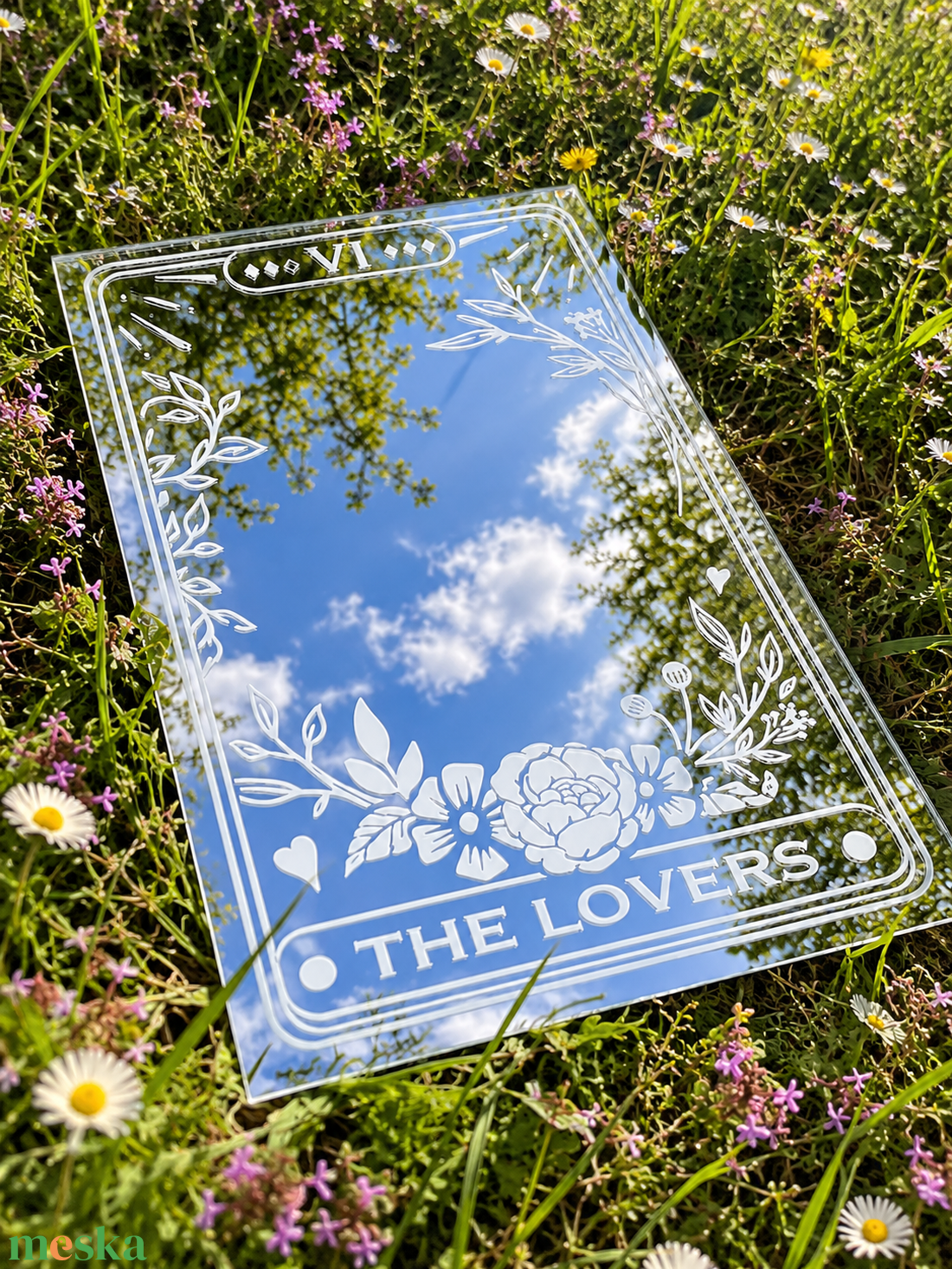 THE LOVERS � Virágmintás, egyedi tarot ihletésű tükör romantikus lakásdekoráció, különleges ajándék - esküvő - dekoráció - esküvői tükör matrica - Meska.hu