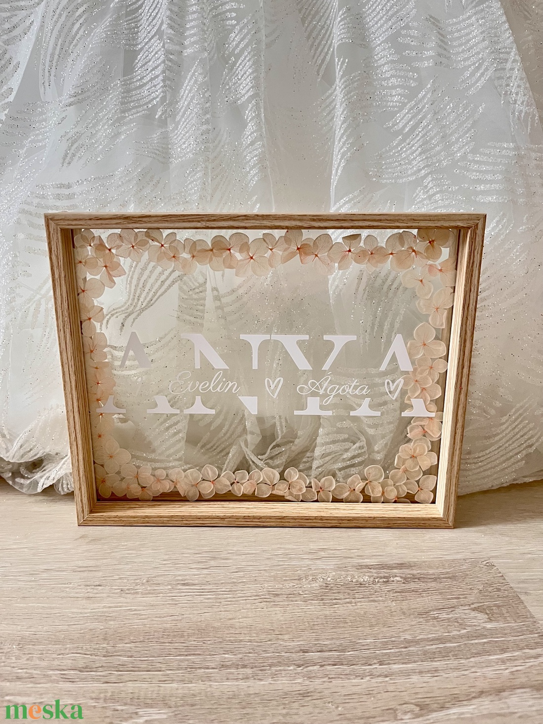 Anyák napi átlátszó üveg kép szárazvirág hortenziával - esküvő - emlék & ajándék - szülőköszöntő ajándék - Meska.hu