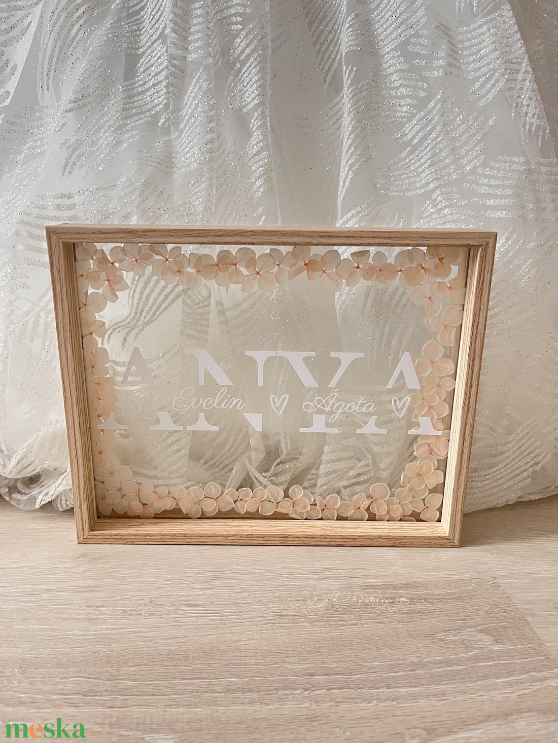 Anyák napi átlátszó üveg kép szárazvirág hortenziával - esküvő - emlék & ajándék - szülőköszöntő ajándék - Meska.hu