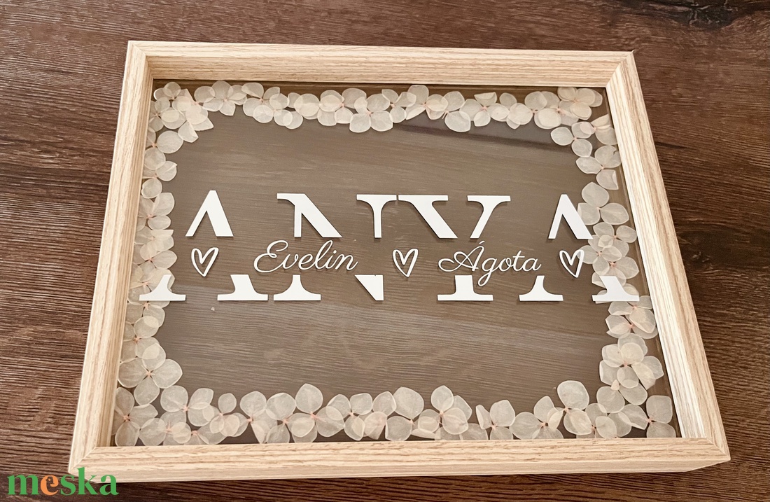 Anyák napi átlátszó üveg kép szárazvirág hortenziával - esküvő - emlék & ajándék - szülőköszöntő ajándék - Meska.hu