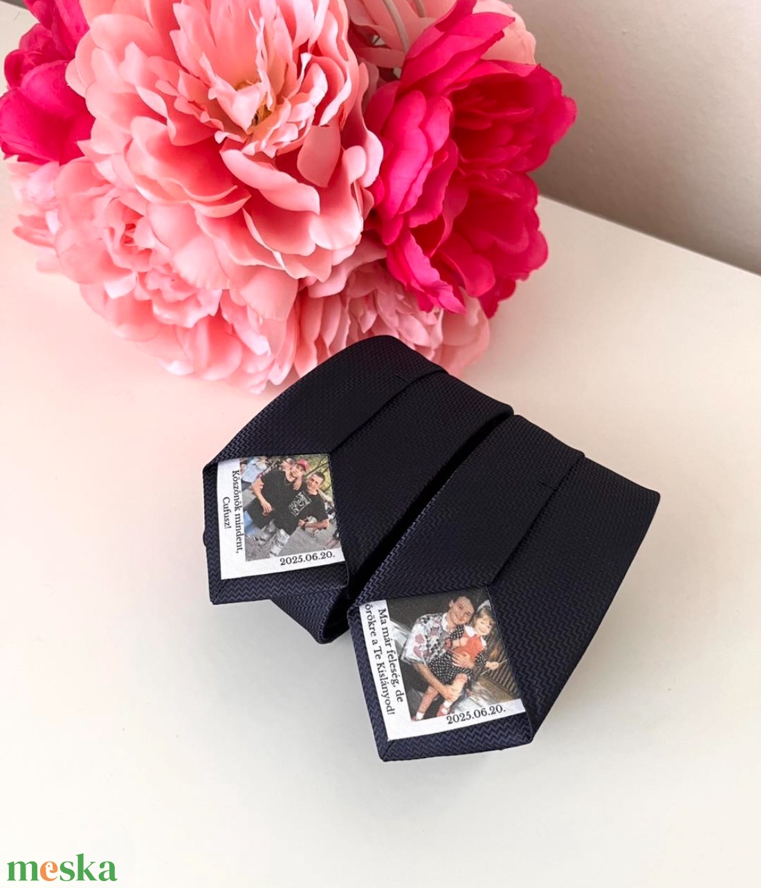 Szülőköszöntő, tanú felkérő nyakkendő saját képpel és szöveggel, ajándék díszdobozban - esküvő - emlék & ajándék - szülőköszöntő ajándék - Meska.hu