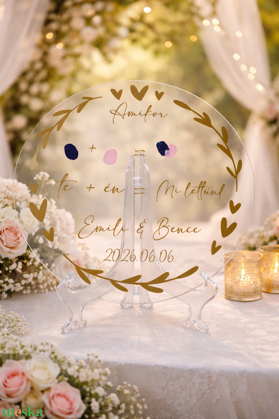 Ujjlenyomat ceremónia szett plexi alapon  - esküvő - emlék & ajándék - nászajándék - ceremónia szett - Meska.hu