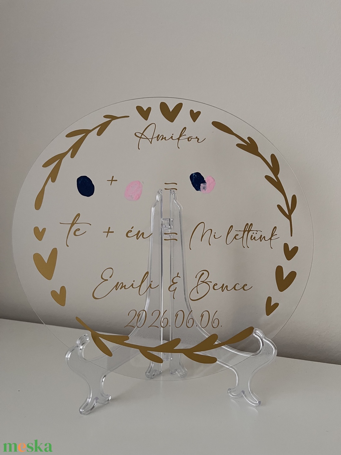 Ujjlenyomat ceremónia szett plexi alapon  - esküvő - emlék & ajándék - nászajándék - ceremónia szett - Meska.hu