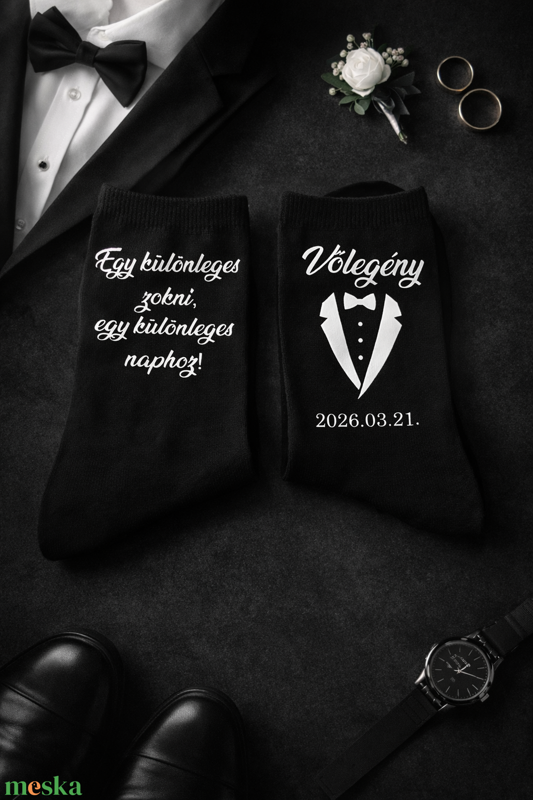 Vőlegény zokni, esküvői zokni, férj ajándék - esküvő - emlék & ajándék - szülőköszöntő ajándék - Meska.hu