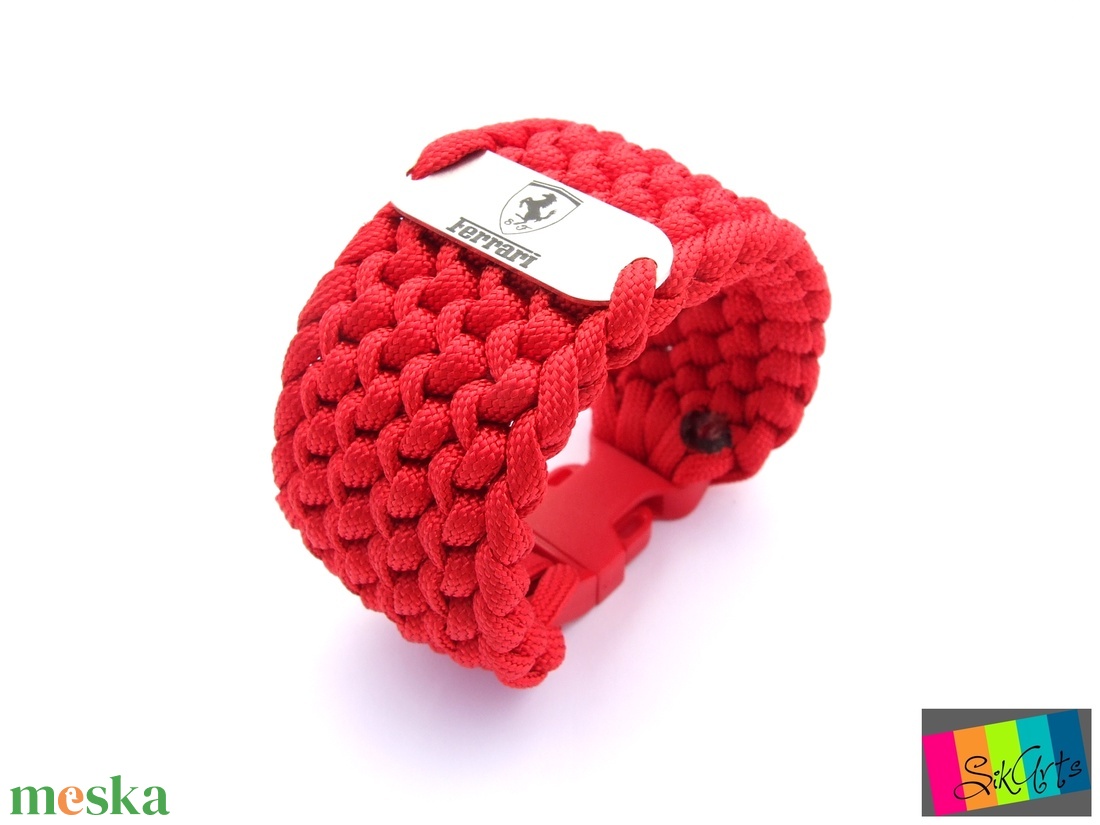 Paracord karkötő FERRARI fanoknak - ékszer - karkötő - fonott karkötő - Meska.hu