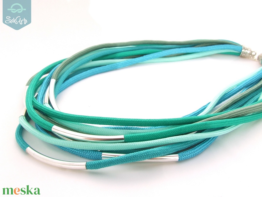 THREADS paracord nyaklánc - Aqua - ékszer - nyaklánc - medál nélküli nyaklánc - Meska.hu