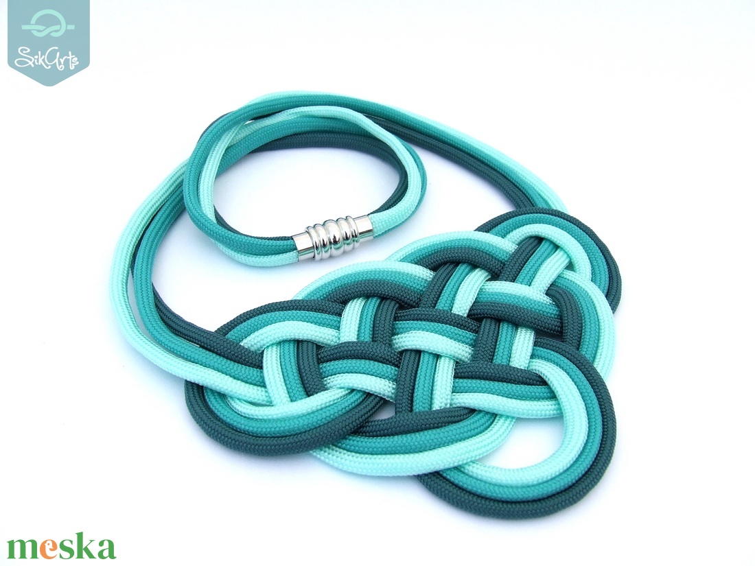 CELTIC paracord nyaklánc - Aqua - ékszer - nyaklánc - medál nélküli nyaklánc - Meska.hu