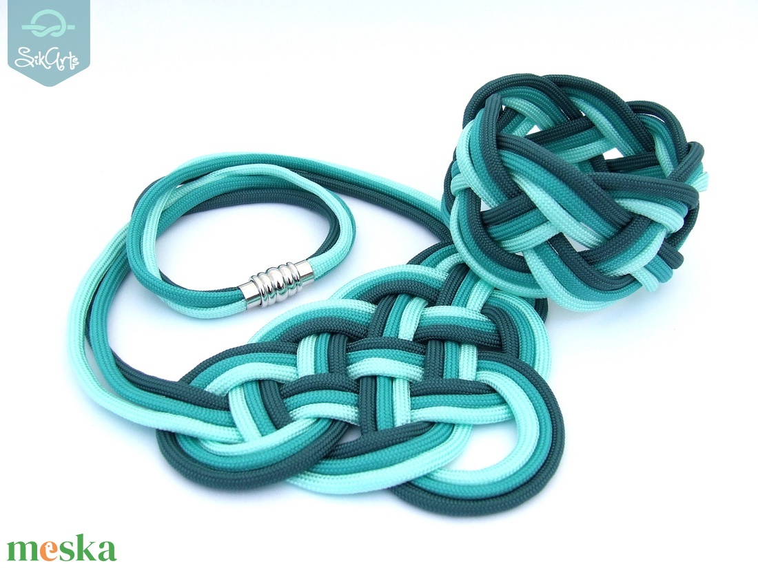 CELTIC paracord nyaklánc - Aqua - ékszer - nyaklánc - medál nélküli nyaklánc - Meska.hu