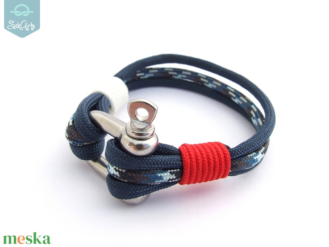 NAUTICAL paracord karkötő - Navy - ékszer - karkötő - fonott karkötő - Meska.hu