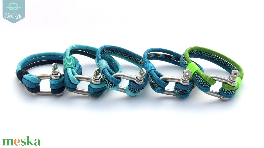 NAUTICAL paracord karkötő - Aqua - ékszer - karkötő - fonott karkötő - Meska.hu