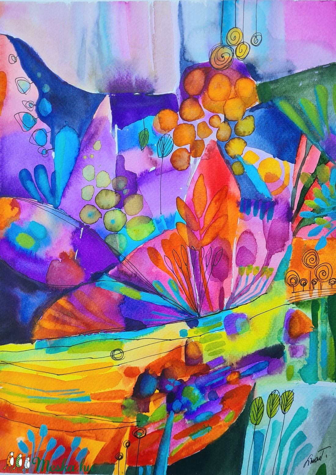 Kerti karnevál. (30x40cm) - művészet - festmény - akvarell - Meska.hu