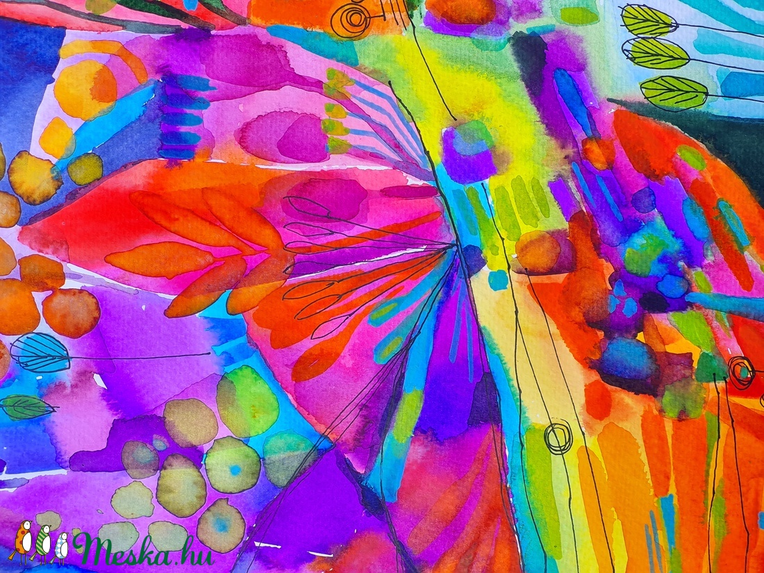 Kerti karnevál. (30x40cm) - művészet - festmény - akvarell - Meska.hu