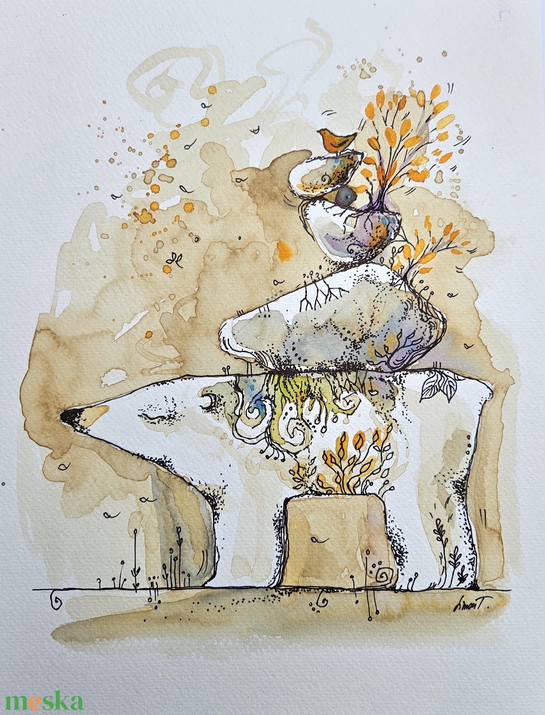 Zen 2024. 1. - művészet - festmény - akvarell - Meska.hu