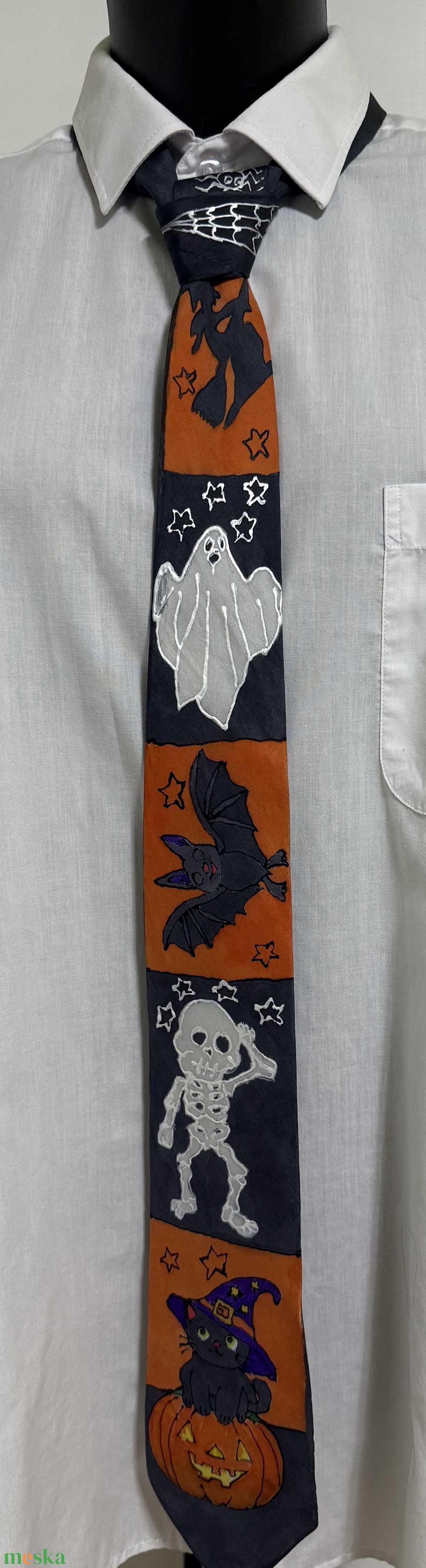 Halloween selyemkollekció  kézzel festett varázslat (kendő + nyakkendő) - otthon & életmód - dekoráció - halloween - halloweeni jelmez és kiegészítők - Meska.hu