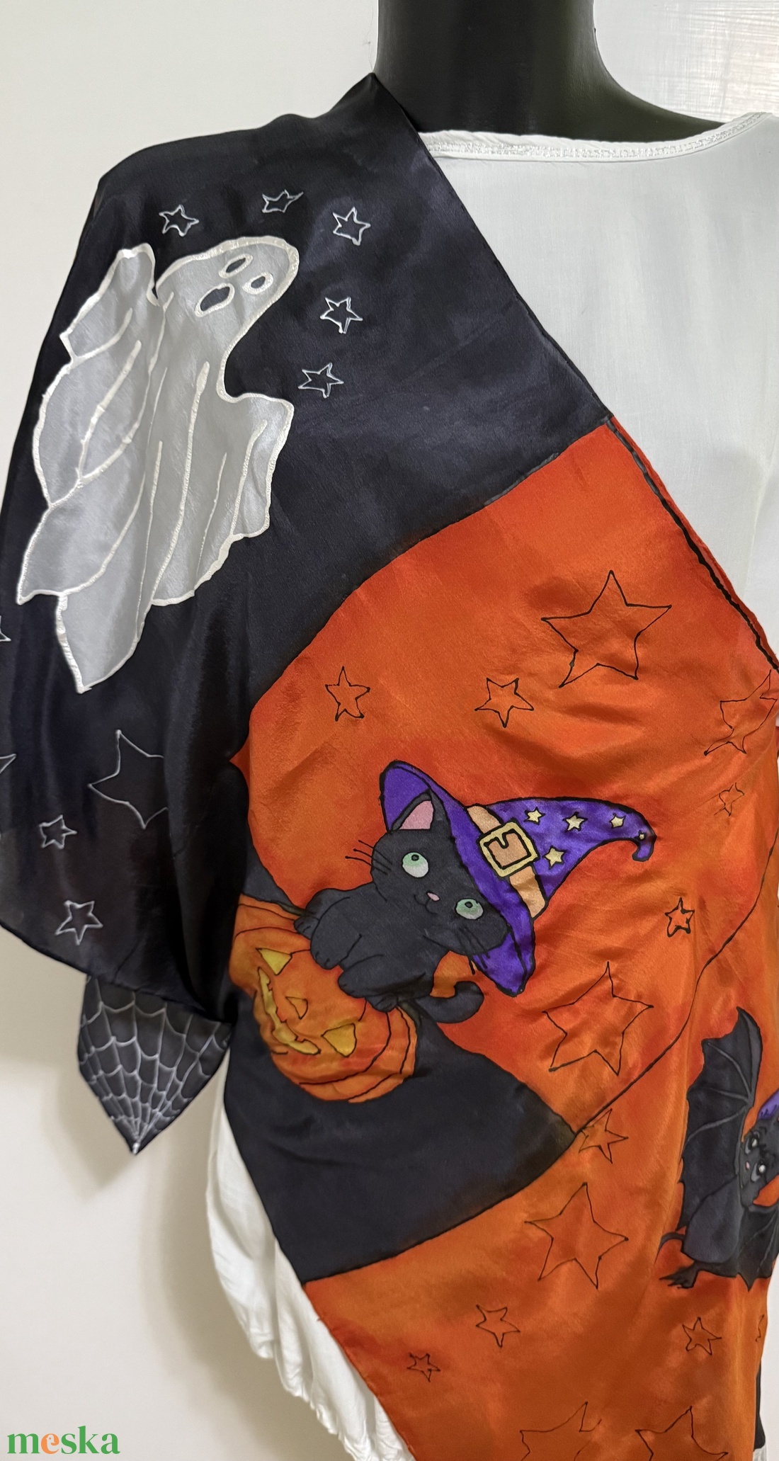 Halloween selyemkollekció  kézzel festett varázslat (kendő + nyakkendő) - otthon & életmód - dekoráció - halloween - halloweeni jelmez és kiegészítők - Meska.hu