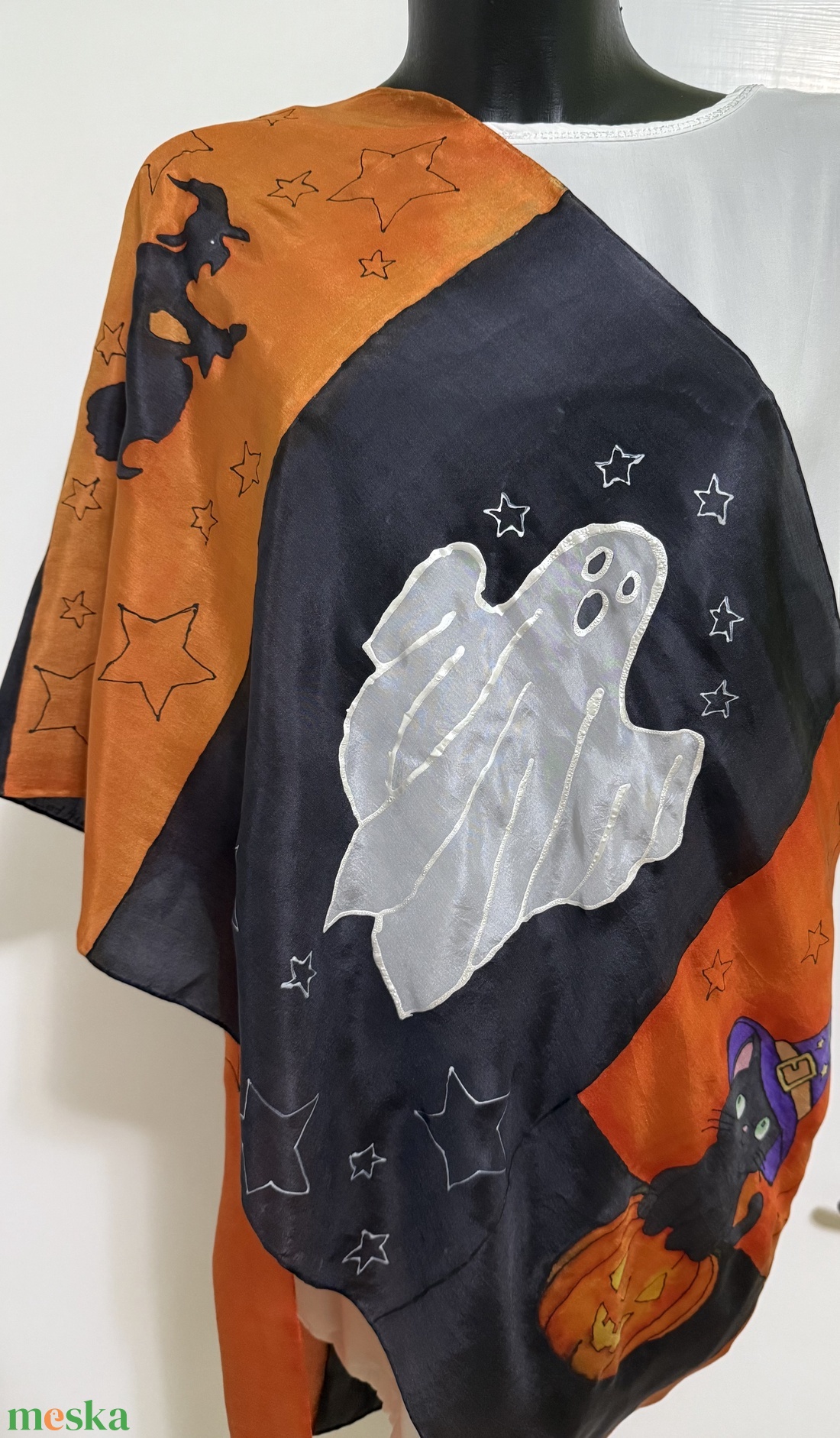 Halloween selyemkollekció  kézzel festett varázslat (kendő + nyakkendő) - otthon & életmód - dekoráció - halloween - halloweeni jelmez és kiegészítők - Meska.hu