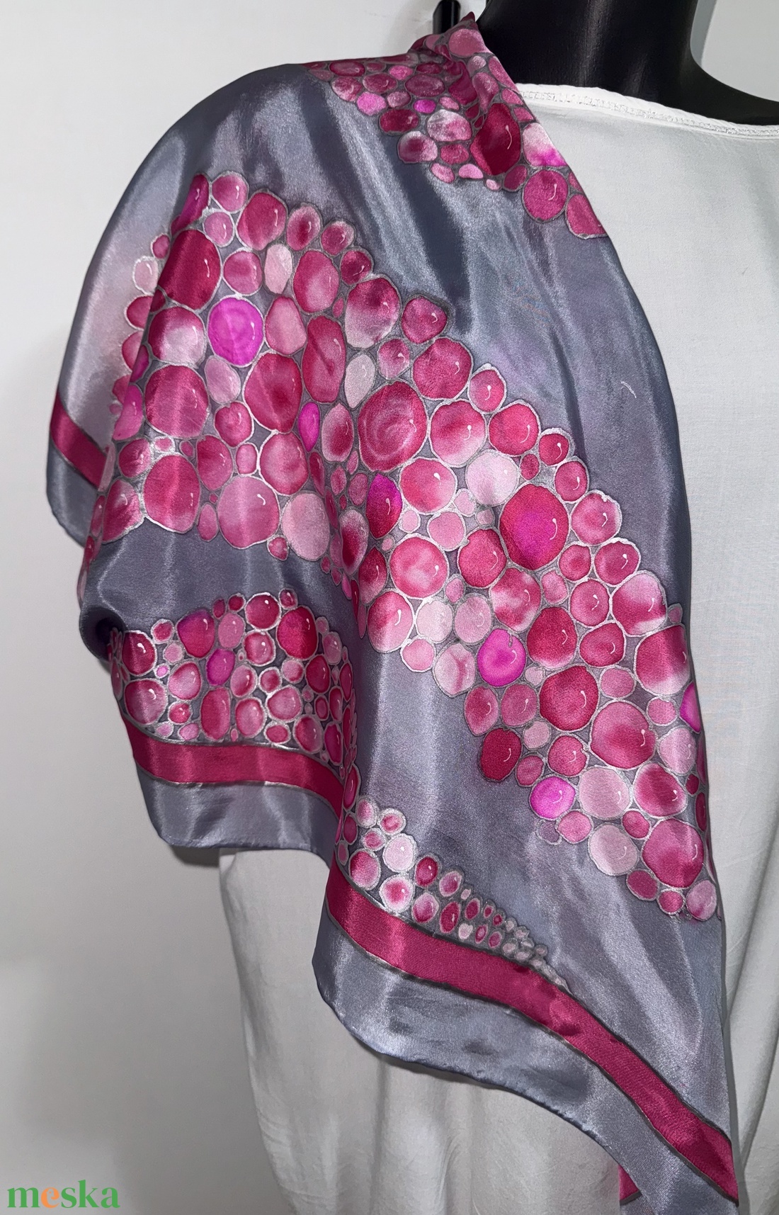 Selyembe zárt málnahab � kézzel festett álomkendő - ruha & divat - sál, sapka, kendő - kendő - Meska.hu