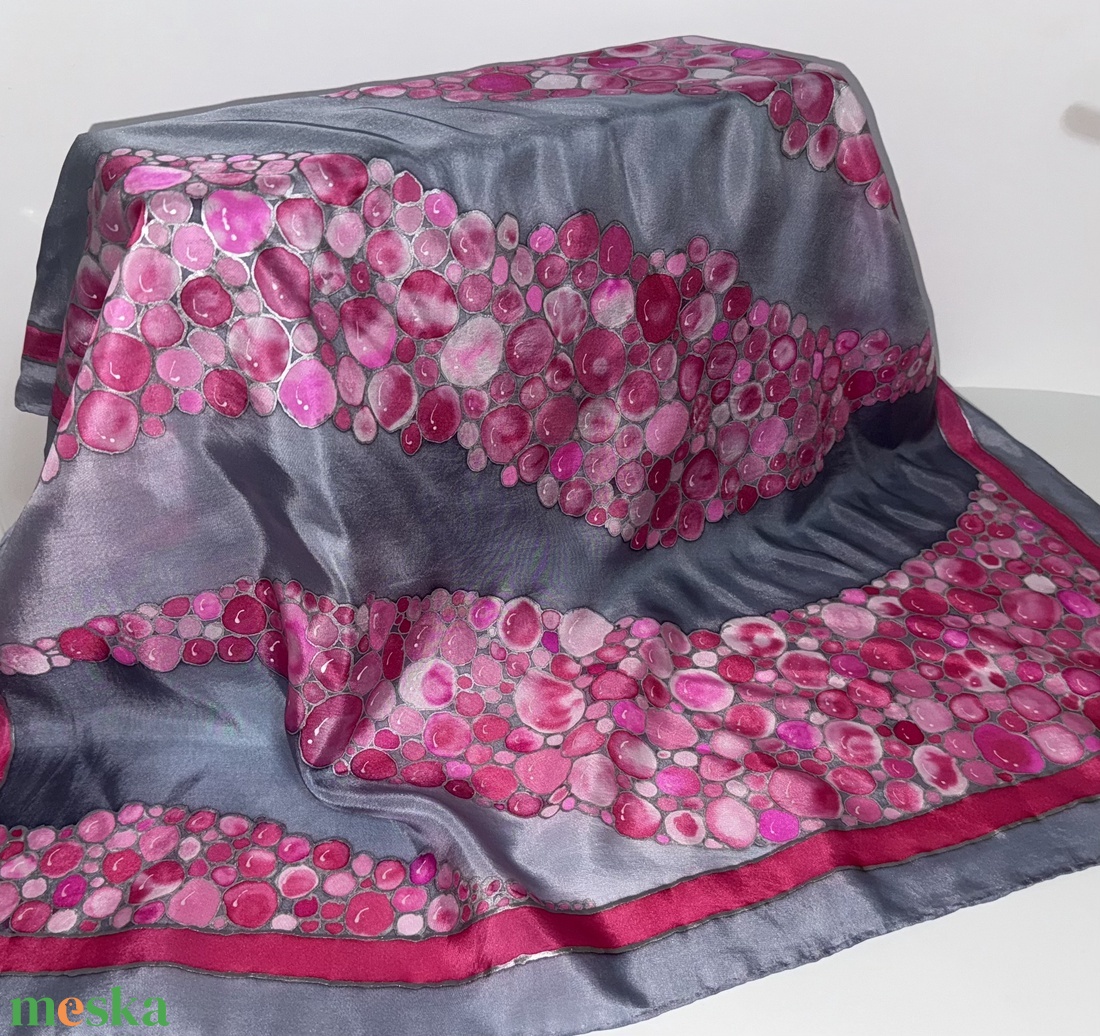 Selyembe zárt málnahab � kézzel festett álomkendő - ruha & divat - sál, sapka, kendő - kendő - Meska.hu