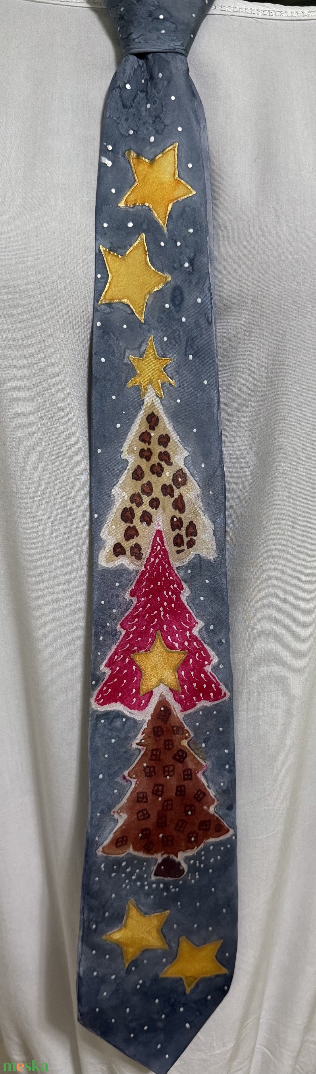 Páros selyemszett karácsonyra � nem a klasszikus színekben,  kézzel festett selyemsál + hozzá illő selyem nyakkendő - ruha & divat - sál, sapka, kendő - sál - Meska.hu