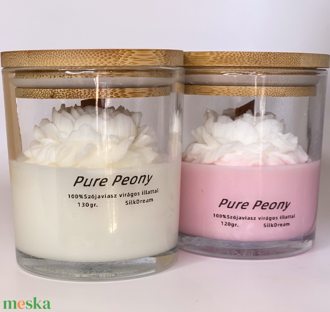 Pure Peony szója gyertya  üvegben  - otthon & életmód - gyertya, illat, aroma - gyertya - Meska.hu