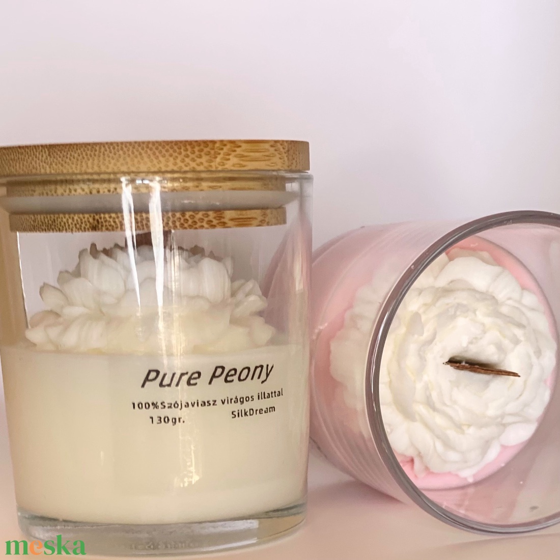 Pure Peony szója gyertya  üvegben  - otthon & életmód - gyertya, illat, aroma - gyertya - Meska.hu