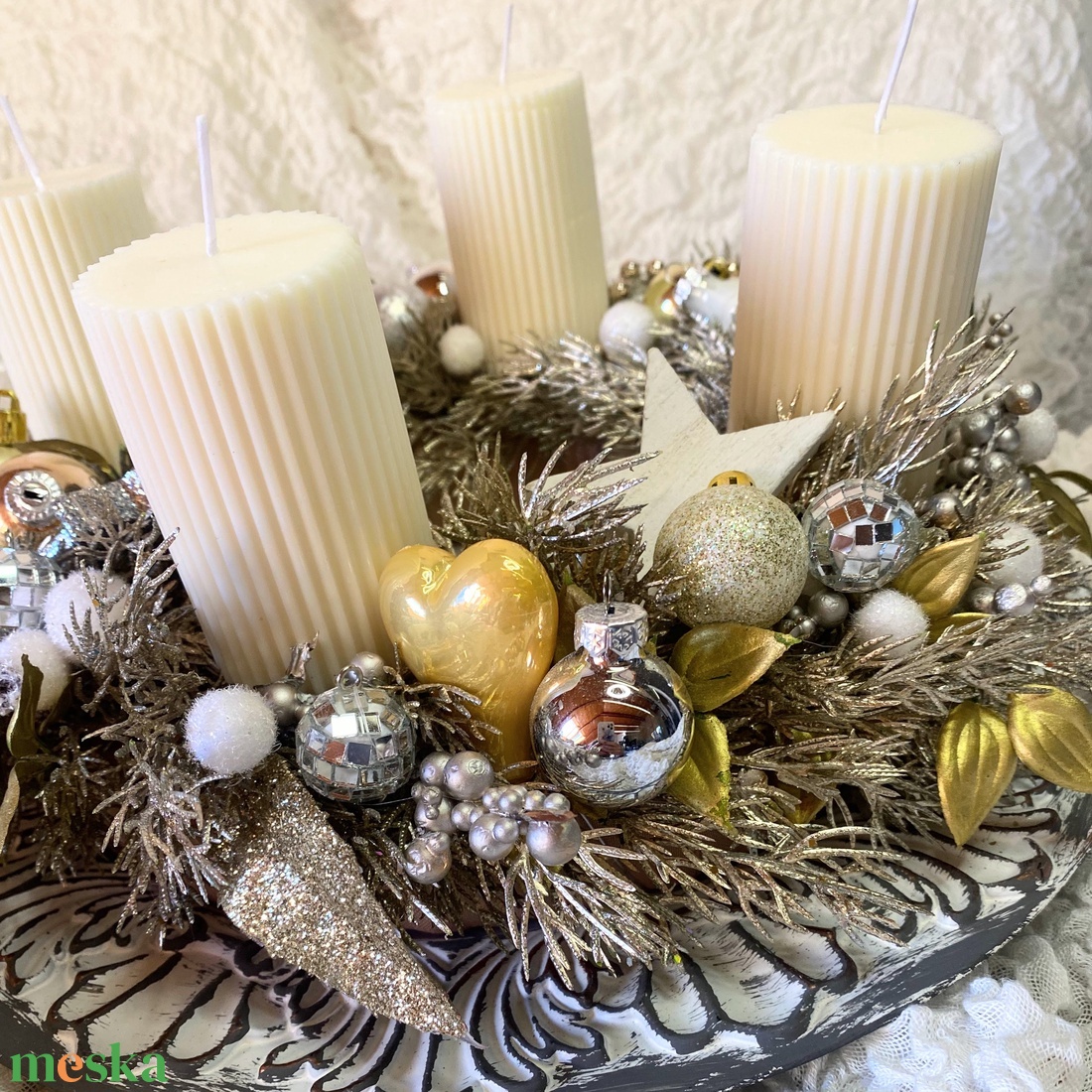 Csillogó Adventi koszorú asztaldísz - otthon & életmód - dekoráció - ajtó- és ablak dekoráció - ajtódísz & kopogtató - Meska.hu Csillogó Adventi koszorú asztaldísz - otthon & életmód - dekoráció - ajtó- és ablak dekoráció - ajtódísz & kopogtató - Meska.hu
