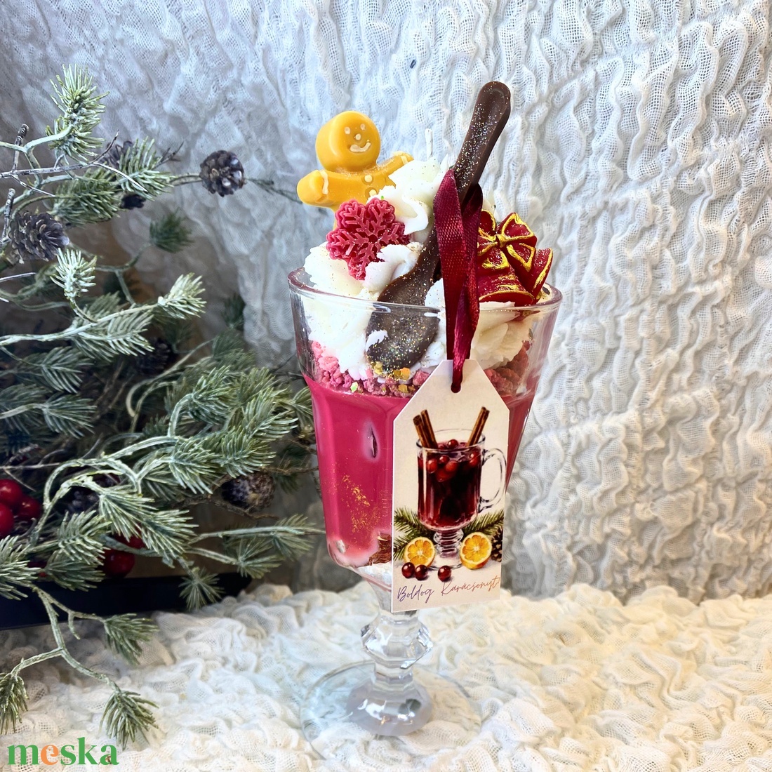 Forralt bor illatú gyertya magas pohárban - otthon & életmód - gyertya, illat, aroma - gyertya - Meska.hu