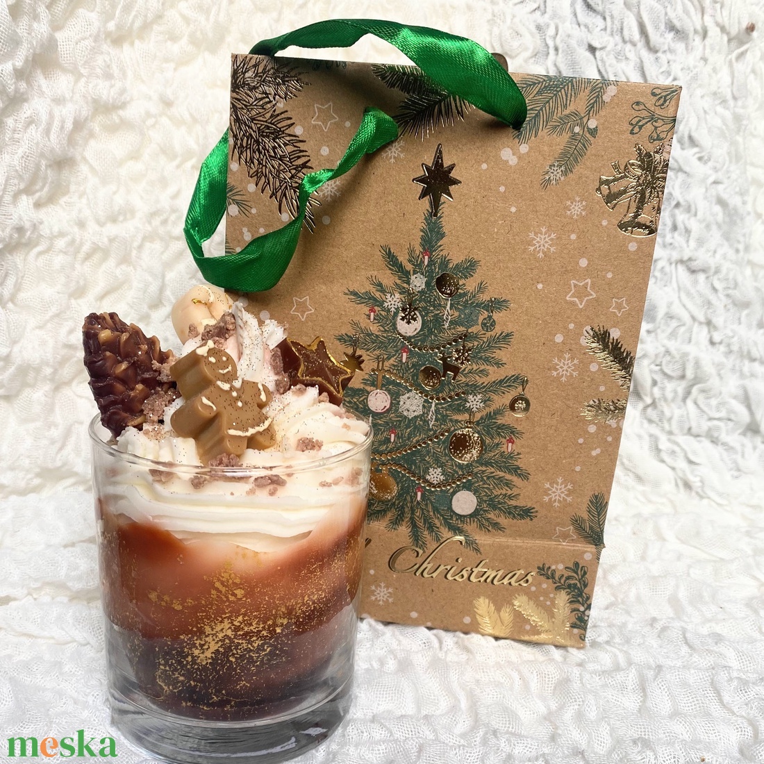 Mézeskalács illatú Karácsonyi habos szójagyertya - otthon & életmód - gyertya, illat, aroma - gyertya - Meska.hu