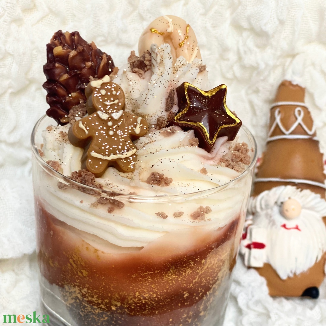 Mézeskalács illatú Karácsonyi habos szójagyertya - otthon & életmód - gyertya, illat, aroma - gyertya - Meska.hu