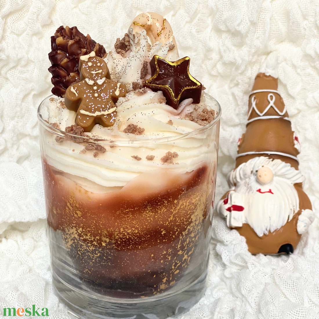 Mézeskalács illatú Karácsonyi habos szójagyertya - otthon & életmód - gyertya, illat, aroma - gyertya - Meska.hu