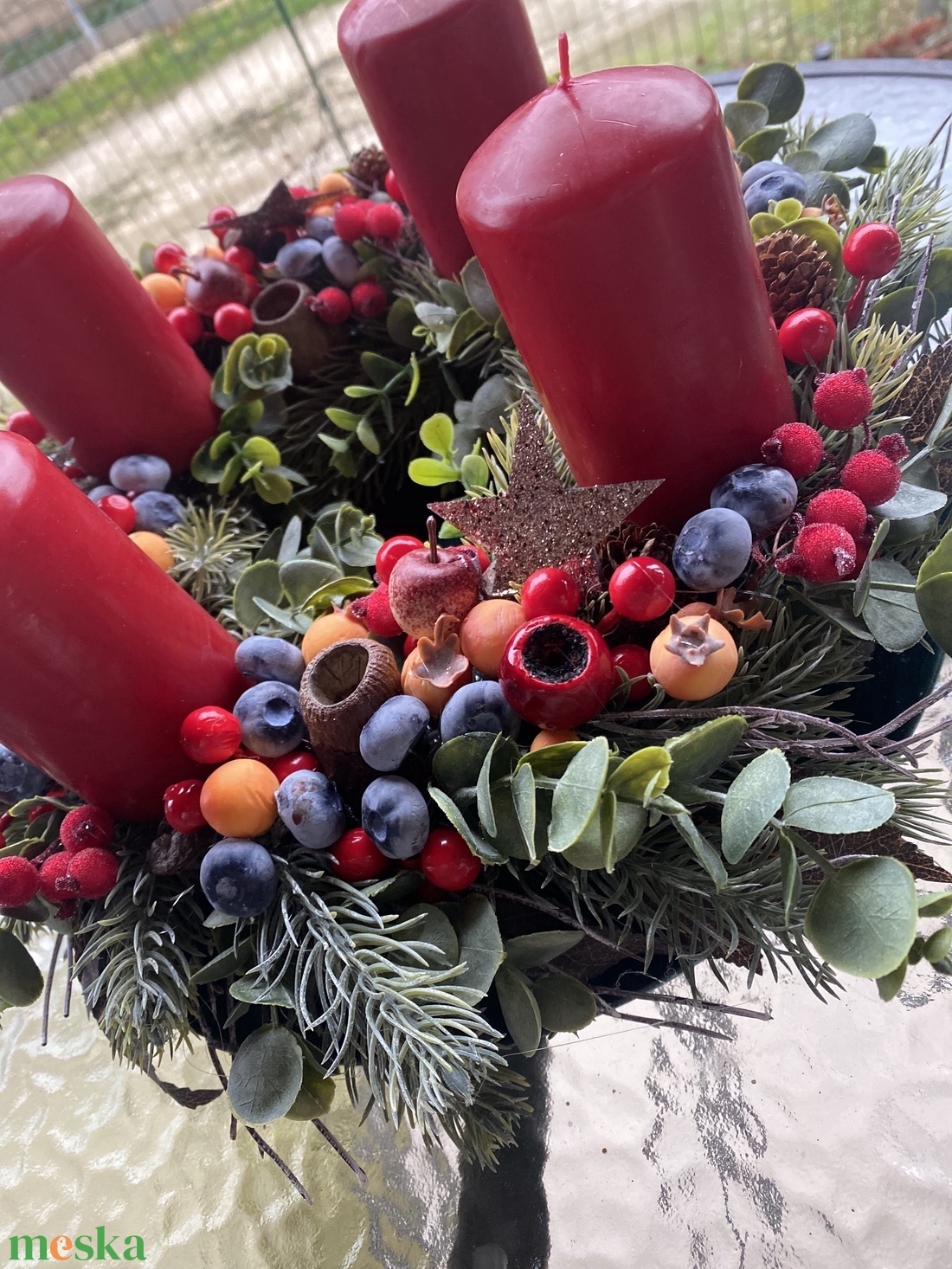 Bogyós Adventi koszorú  - karácsony - adventi díszek - adventi koszorú - Meska.hu