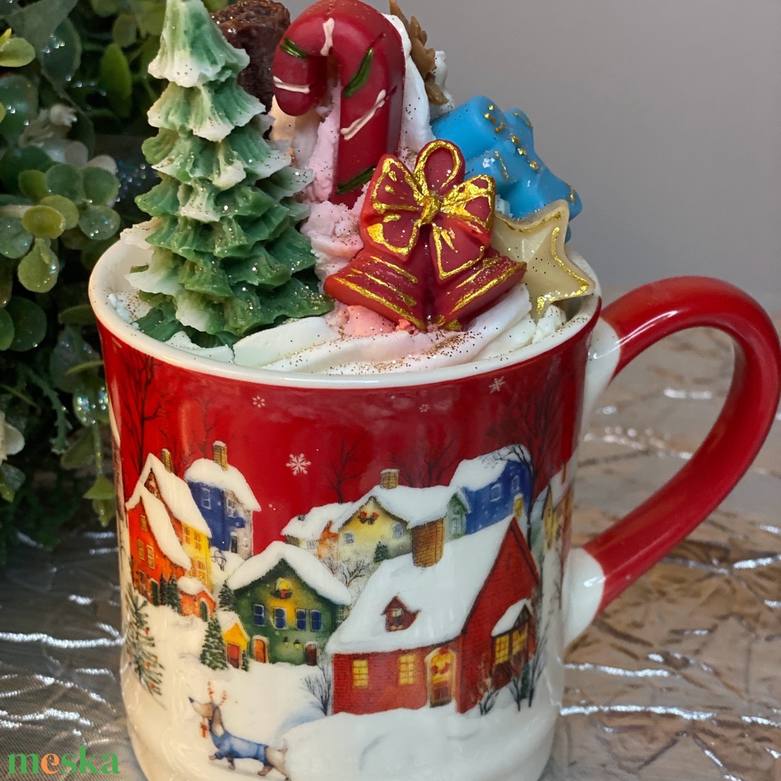 Piros falu desszert gyertya szójaviaszból - otthon & életmód - gyertya, illat, aroma - gyertya - Meska.hu