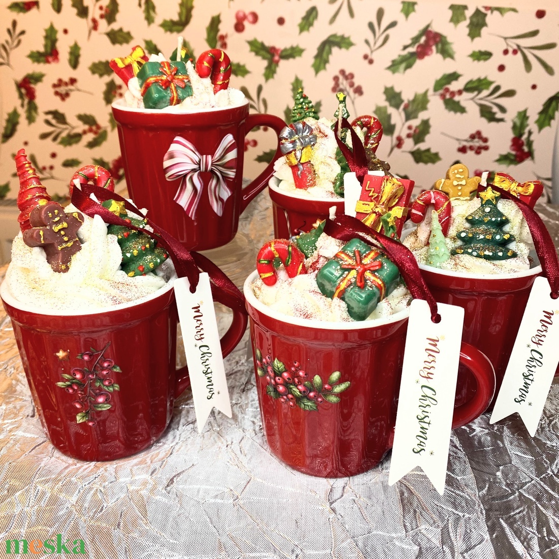 Cuki kis piros bögrés szójaviasz gyertya - otthon & életmód - gyertya, illat, aroma - gyertya - Meska.hu