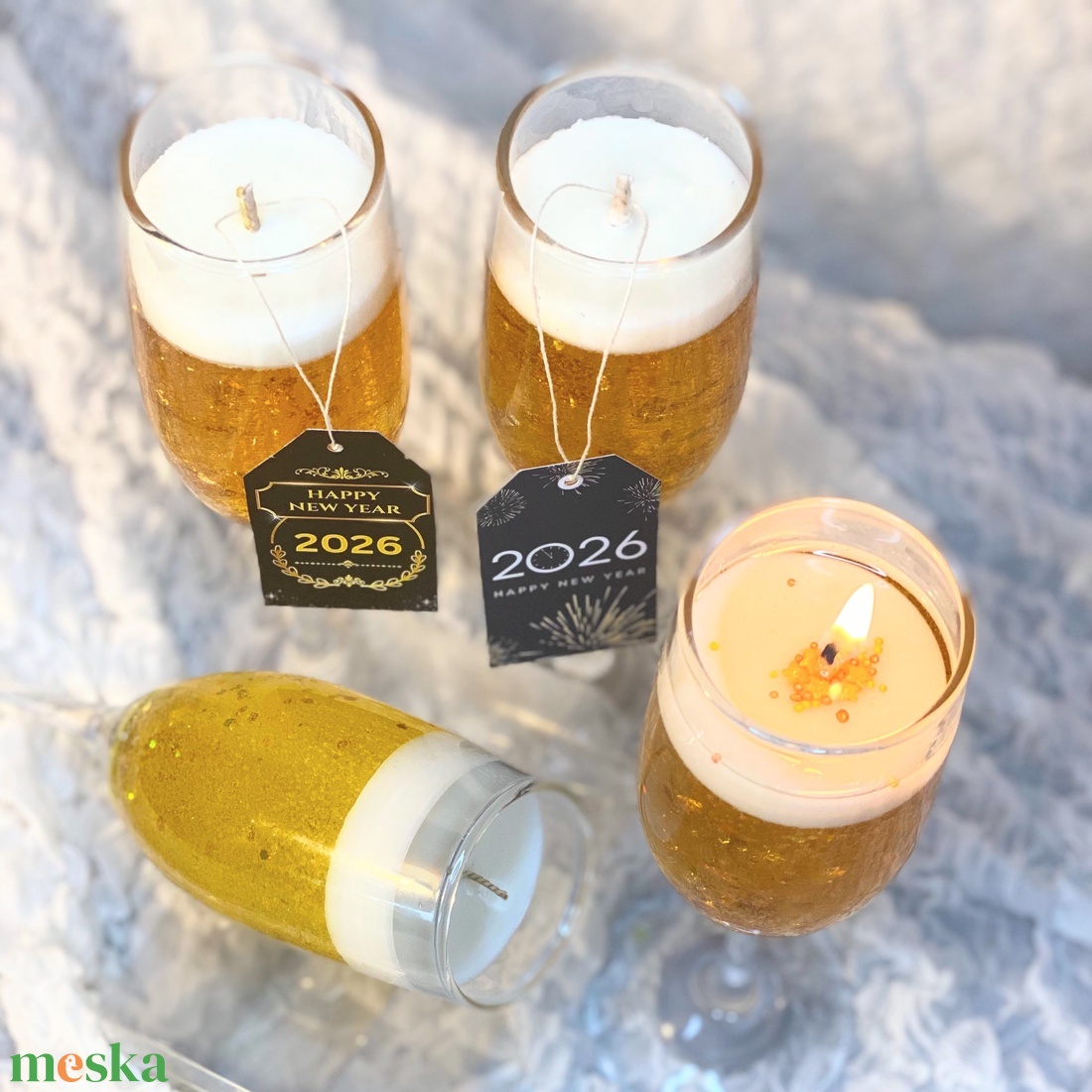 2026 Pezsgő gyertya illattal  - otthon & életmód - gyertya, illat, aroma - gyertya - Meska.hu