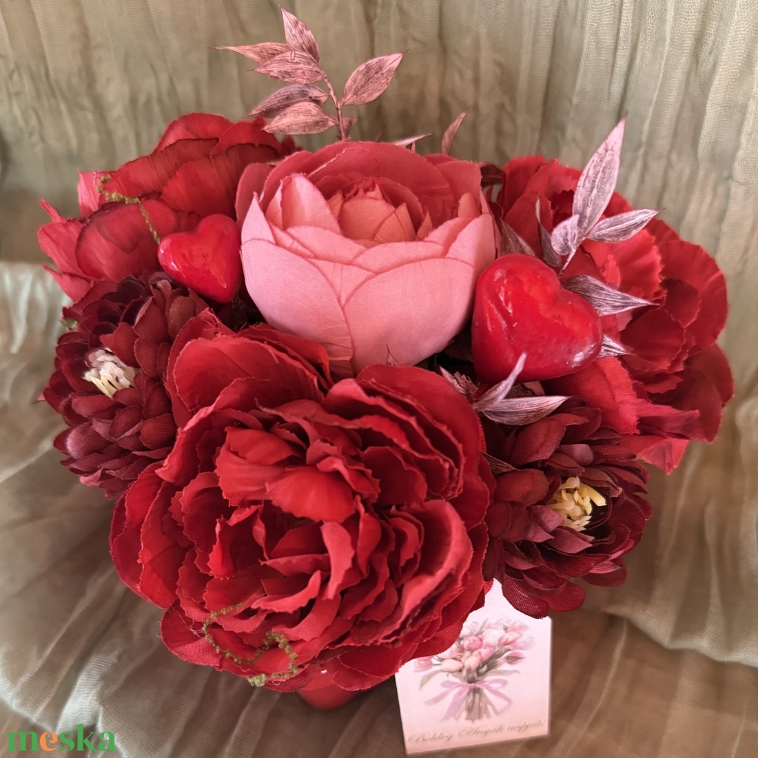 Piros virágbox 1 - otthon & életmód - dekoráció - asztal és polc dekoráció - asztaldísz - Meska.hu