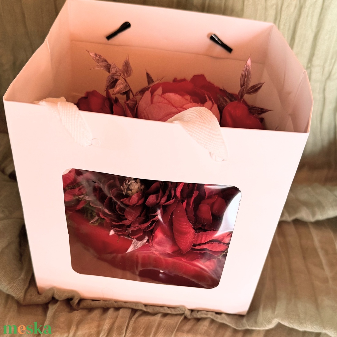 Piros virágbox 1 - otthon & életmód - dekoráció - asztal és polc dekoráció - asztaldísz - Meska.hu