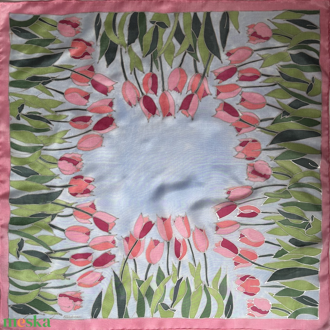 Tulipános kert selyem kendő - ruha & divat - sál, sapka, kendő - kendő - Meska.hu