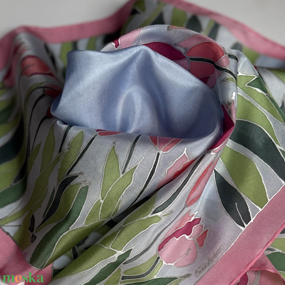 Tulipános kert selyem kendő - ruha & divat - sál, sapka, kendő - kendő - Meska.hu