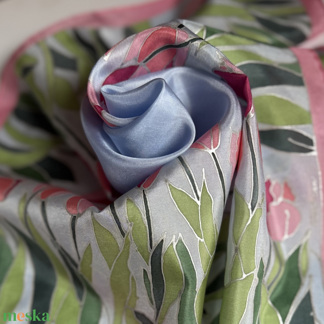 Tulipános kert selyem kendő - ruha & divat - sál, sapka, kendő - kendő - Meska.hu