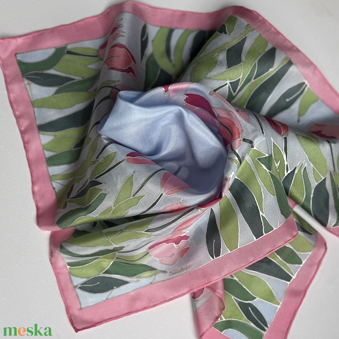 Tulipános kert selyem kendő - ruha & divat - sál, sapka, kendő - kendő - Meska.hu