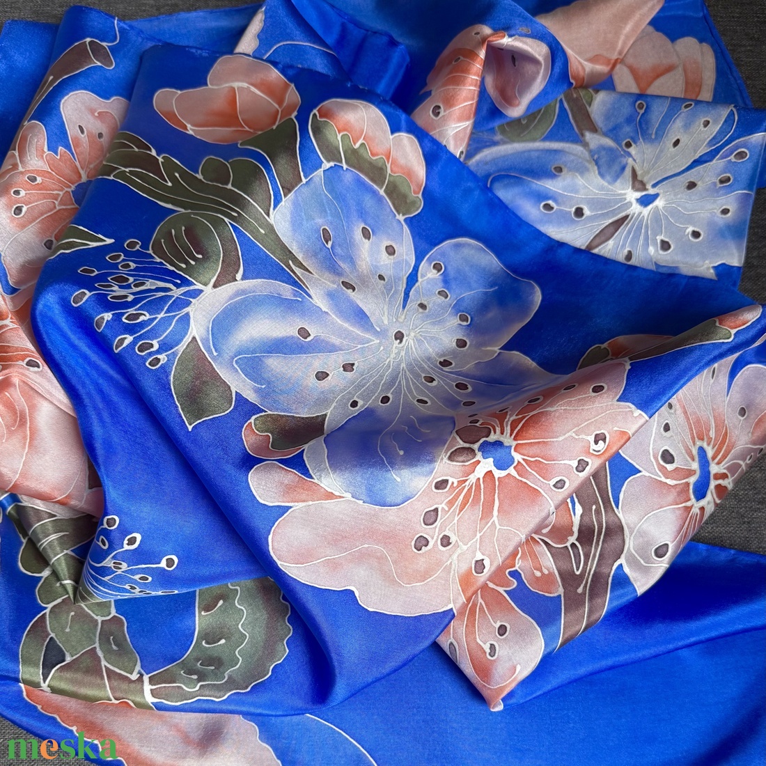 Magnóliás nagyméretű selyem sál stóla - ruha & divat - sál, sapka, kendő - sál - Meska.hu